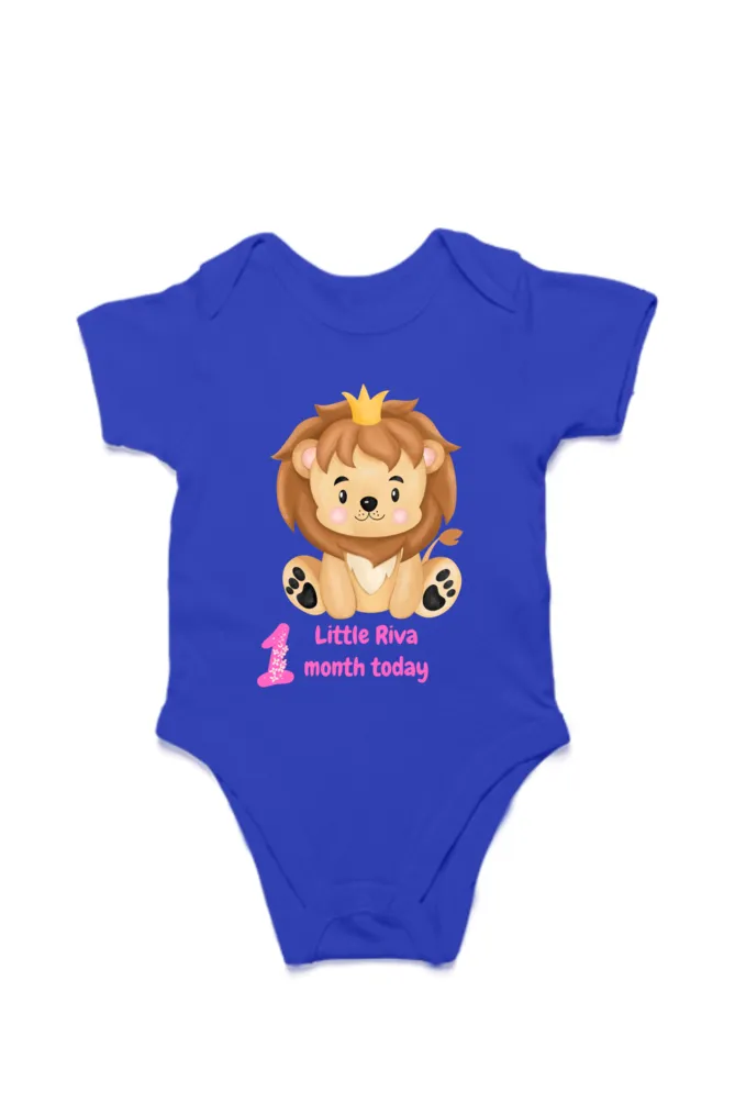 1 Month Celebration : Customised Lion Baby Romper Printed For Your Baby Girl's Monthly Milestone