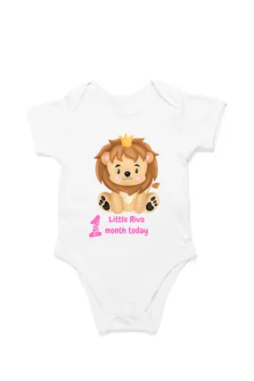 1 Month Celebration : Customised Lion Baby Romper Printed For Your Baby Girl's Monthly Milestone