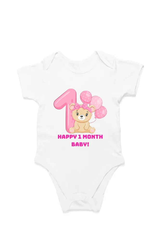 1 Month Celebration : Cute Bear Baby Romper For Your Baby Girl's Monthly Milestone!
