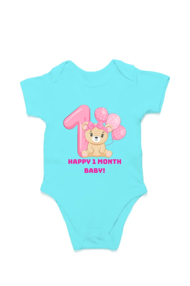 1 Month Celebration : Cute Bear Baby Romper For Your Baby Girl's Monthly Milestone!