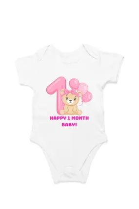 1 Month Celebration : Cute Bear Baby Romper For Your Baby Girl's Monthly Milestone!