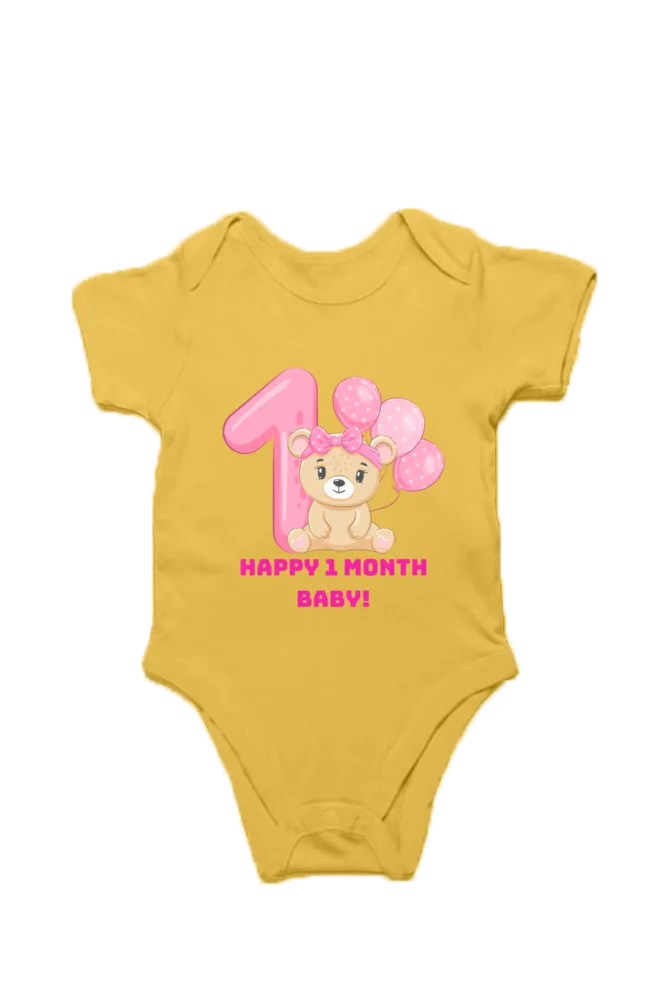 1 Month Celebration : Cute Bear Baby Romper For Your Baby Girl's Monthly Milestone!