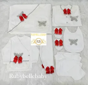 10pcs Butterfly Baby Girl Set - Red