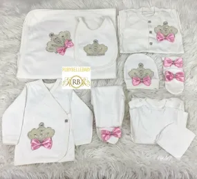 10pcs Jeweled Set - White/Pink