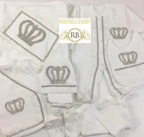 10pcs Newborn Baby Boy Outfit Set - White