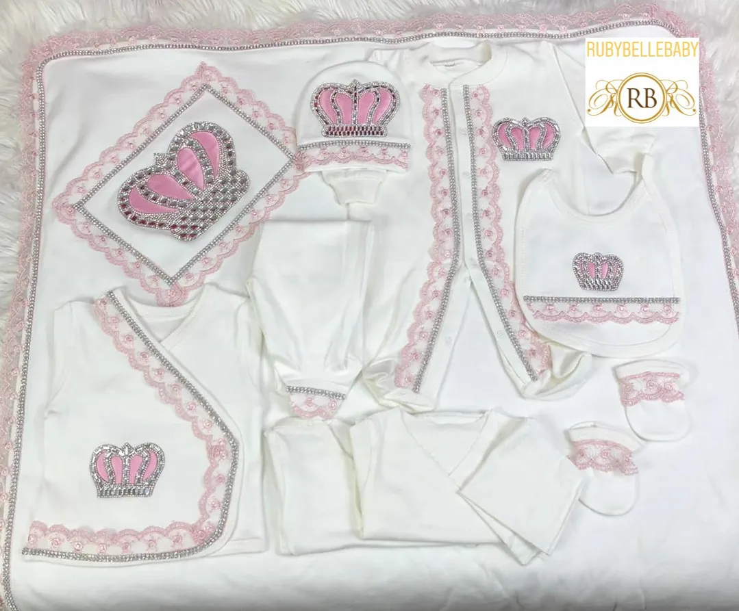 10pcs Newborn Baby Girl Outfit Set - Pink
