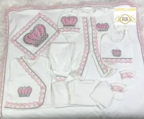 10pcs Newborn Baby Girl Outfit Set - Pink