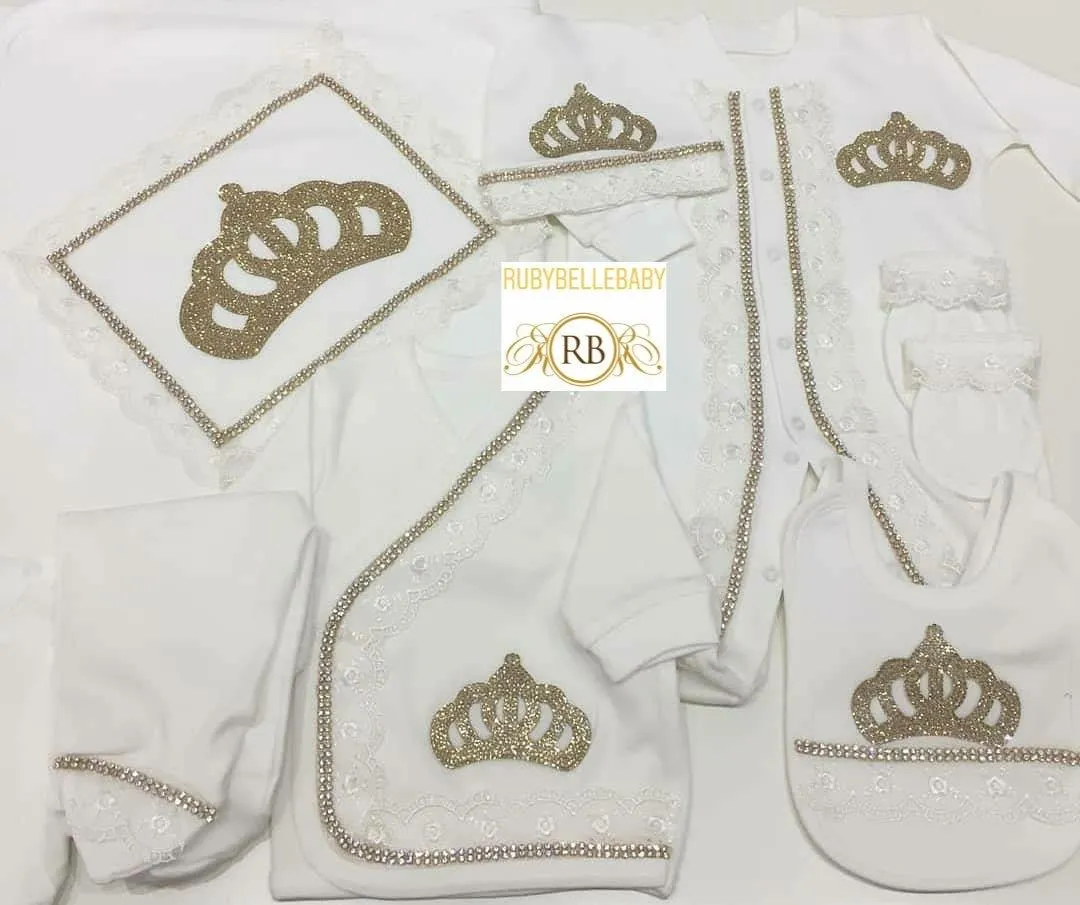 10pcs Newborn Baby Girl Outftit - Gold