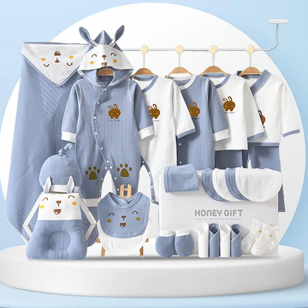 26pcs Blue Hunny Bunny , New born Baby Girl/Boy Gift Hamper all Season wear Clothes Gift Hamper Box, (0-6months)