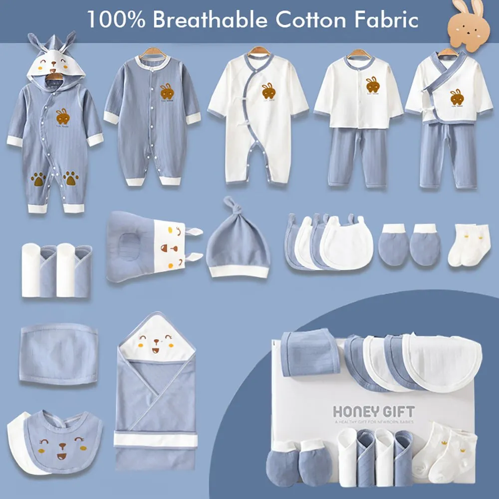 26pcs Blue Hunny Bunny , New born Baby Girl/Boy Gift Hamper all Season wear Clothes Gift Hamper Box, (0-6months)