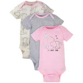 3-Pack Baby Girls Love Short Sleeve Onesies® Bodysuits