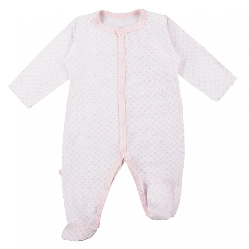 3 Pack Early Baby Footed Sleepsuits, Flowers - Pink