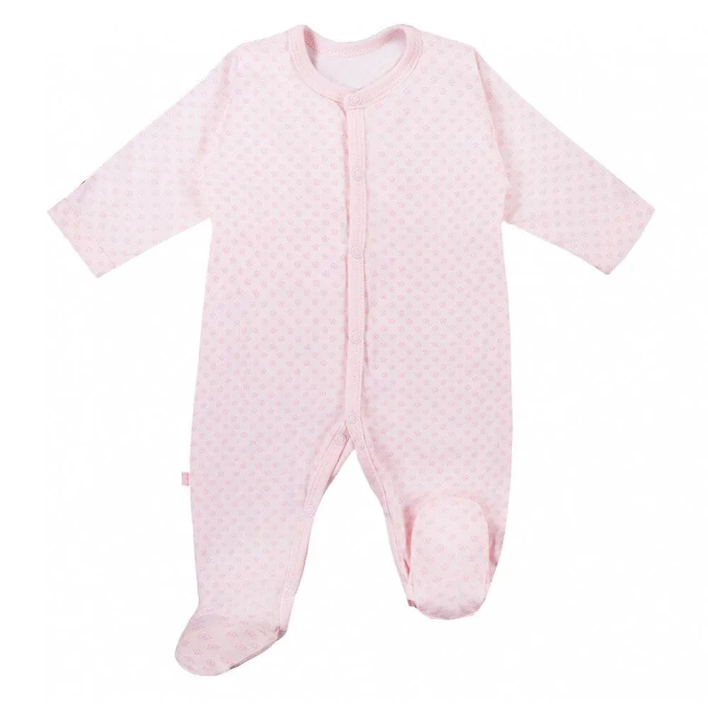 3 Pack Early Baby Footed Sleepsuits, Flowers - Pink