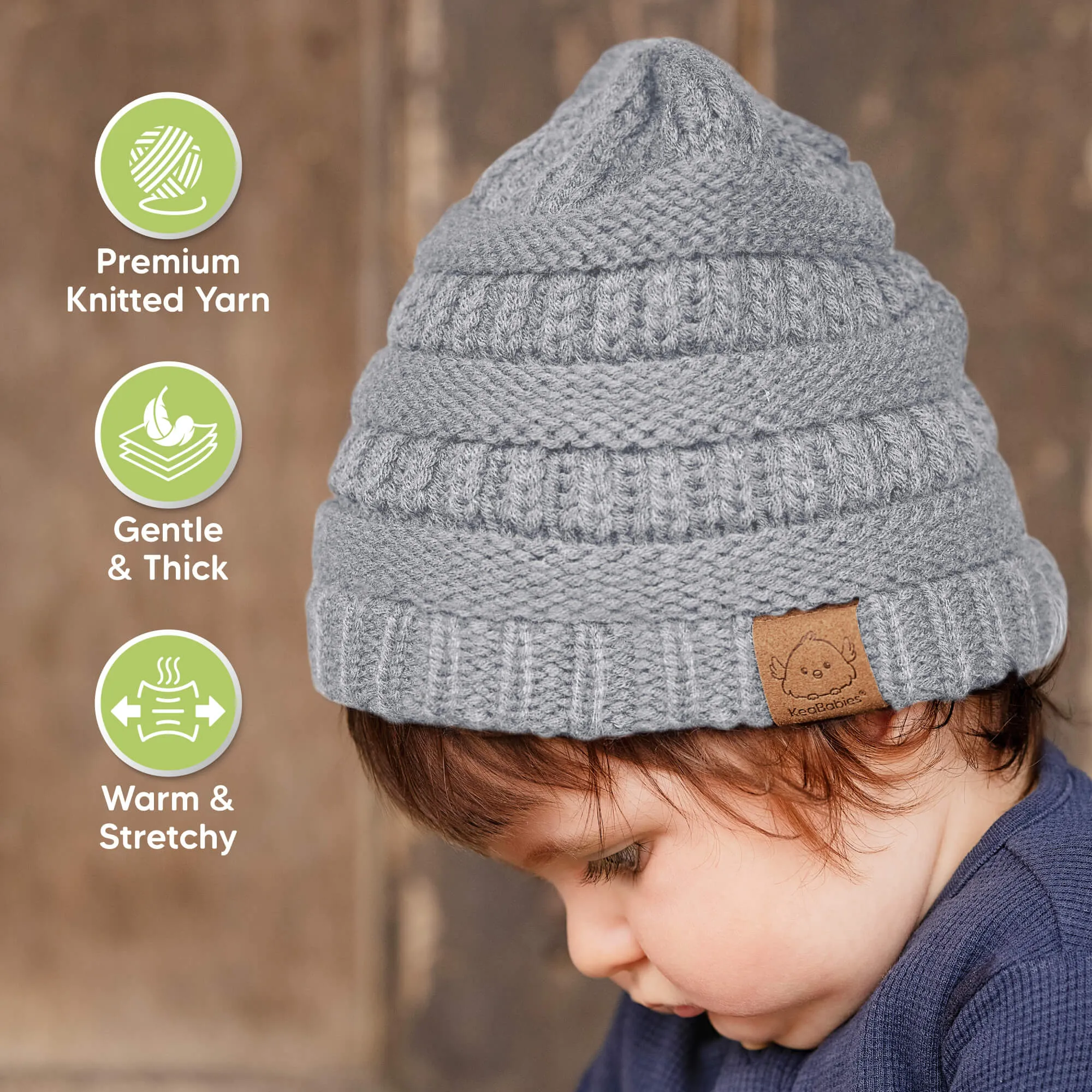 3-Pack Warmzy Baby Beanies (Cloud, M)