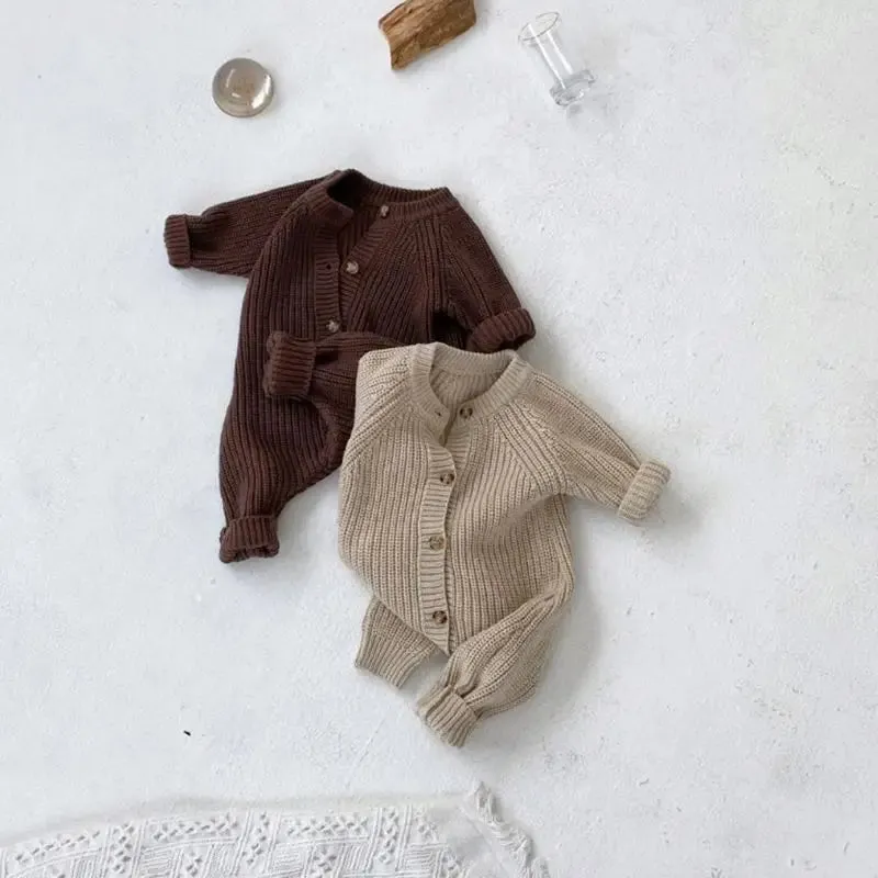 3 Pieces Knitted Overalls Baby Rompers