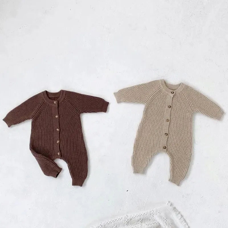 3 Pieces Knitted Overalls Baby Rompers