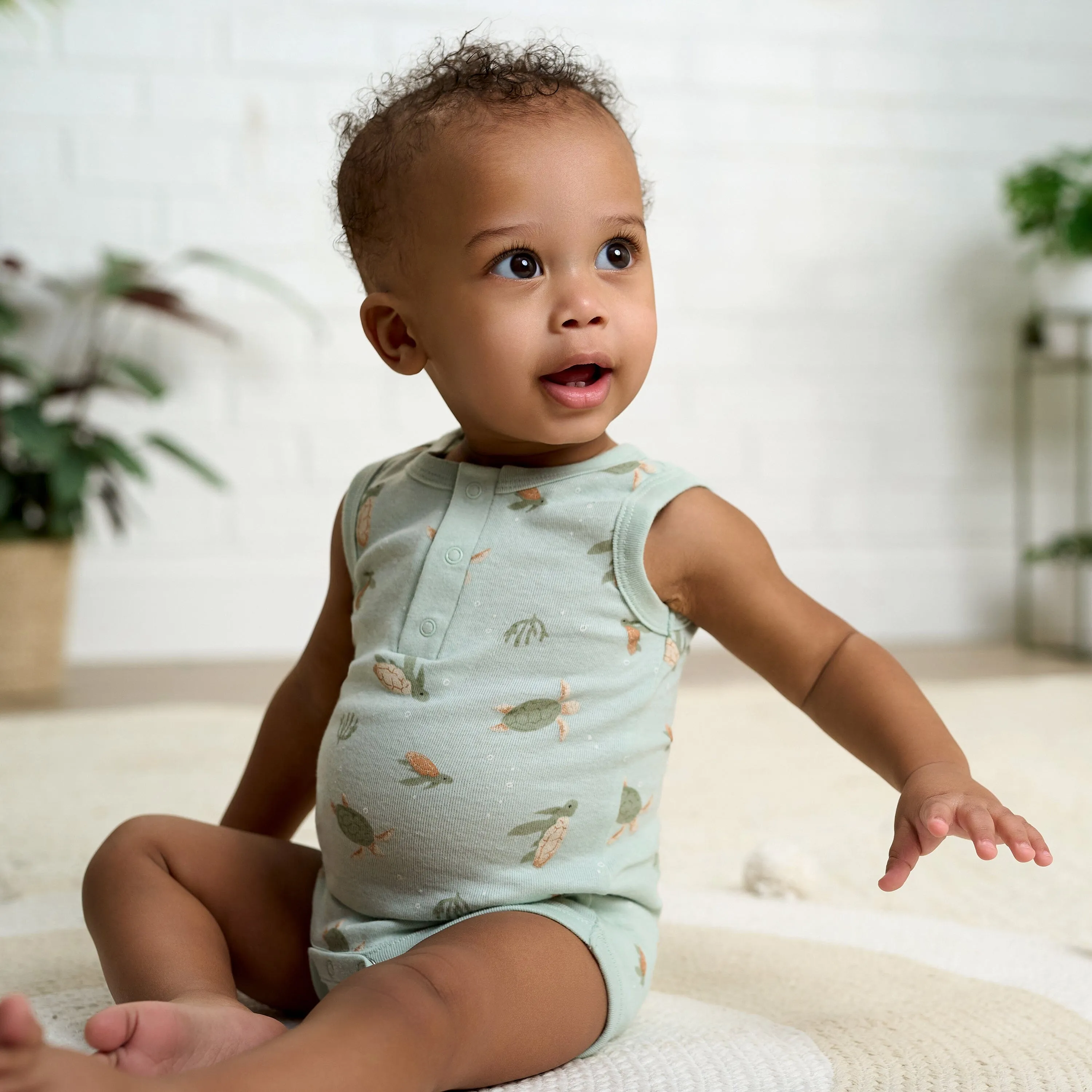 4-Pack Baby Boys Sea Turtles Sleeveless Onesies® Bodysuits