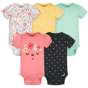 5-Pack Baby Girls Garden Floral Short Sleeve Onesies® Bodysuits