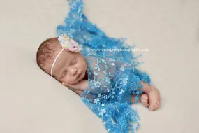 Aqua Blue Tassels Lace Newborn Baby Wrap Layer