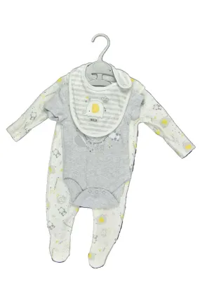 Babies Boy Girls Babygrow Ivory Animal Print 3 Piece All in One Gift