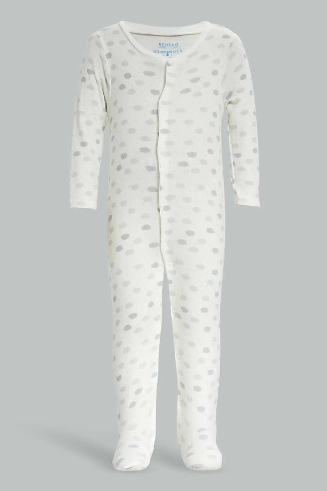 Babies Grey Printed Sleepsuit Set (Pack Of 3 )