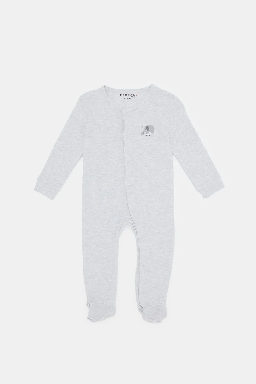 Babies White And Grey Printed Sleepsuit (2 Piece)