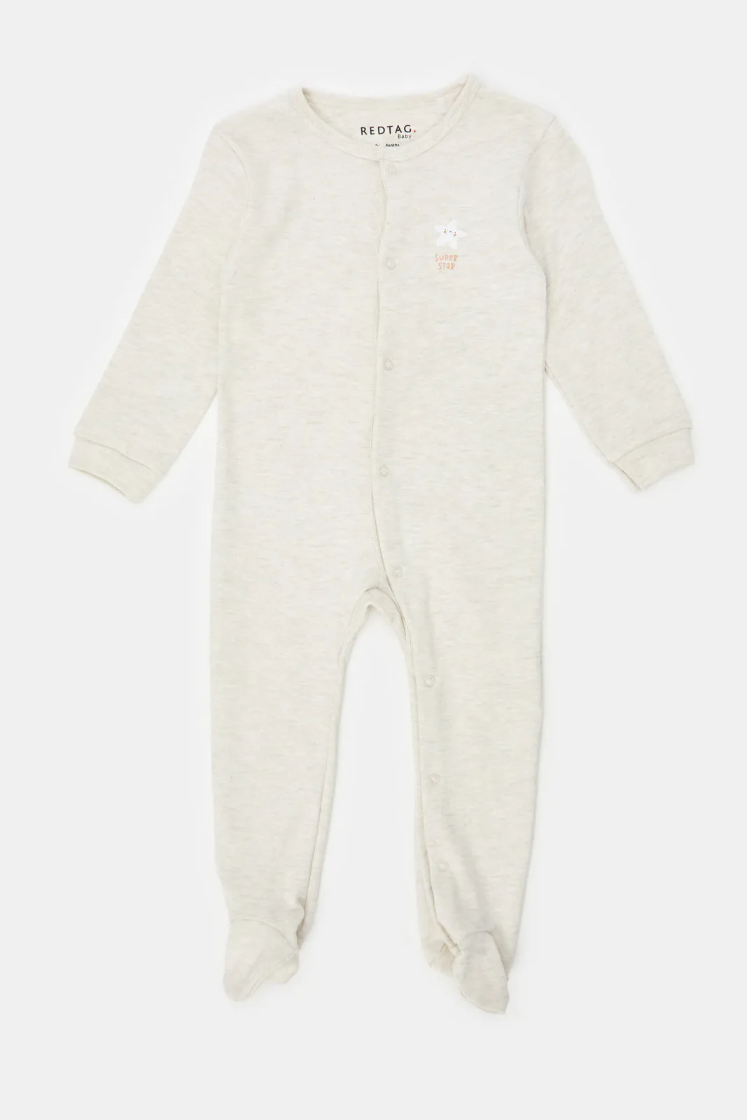 Baby Beige And White Printed Sleepsuit Set (Pack of 2)