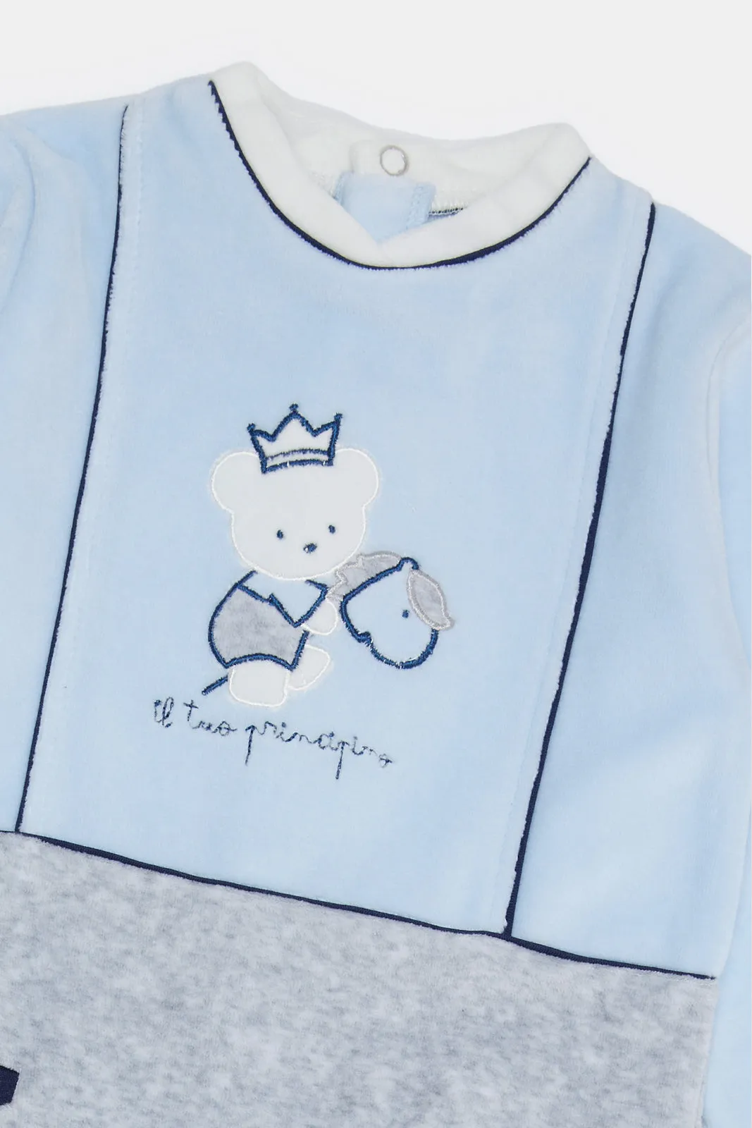 Baby Blue And Grey Sleepsuit