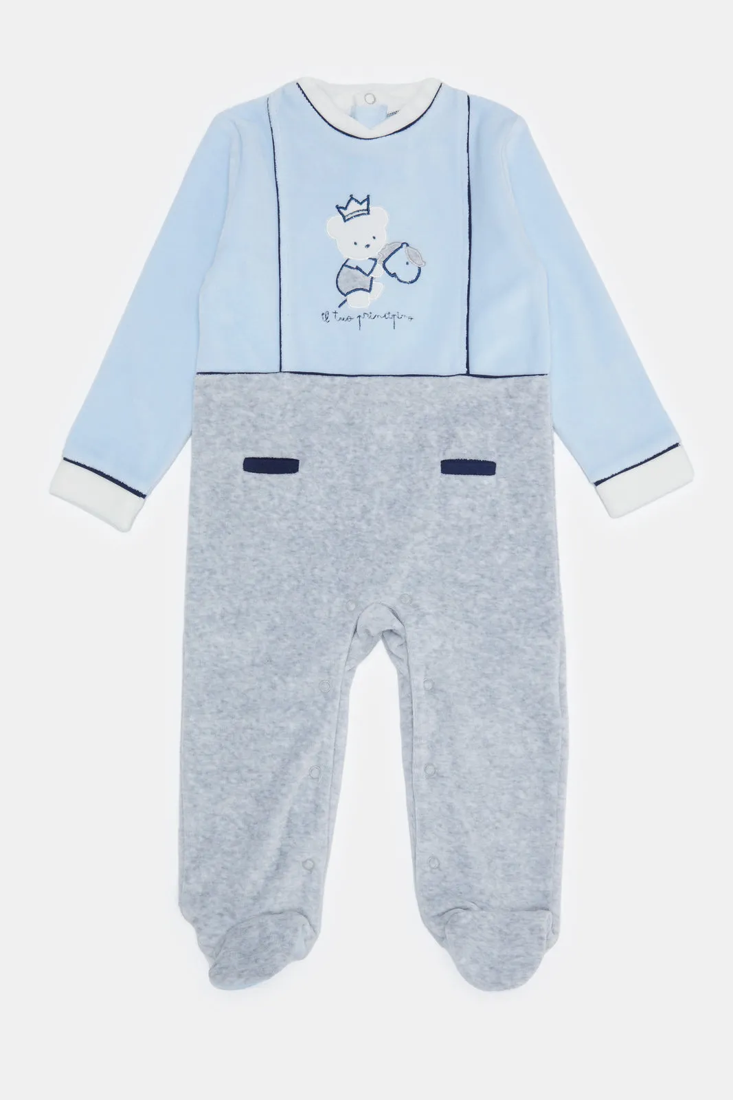 Baby Blue And Grey Sleepsuit