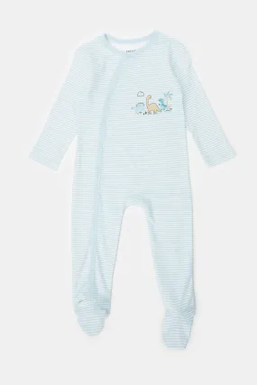 Baby Blue Striped Sleepsuit