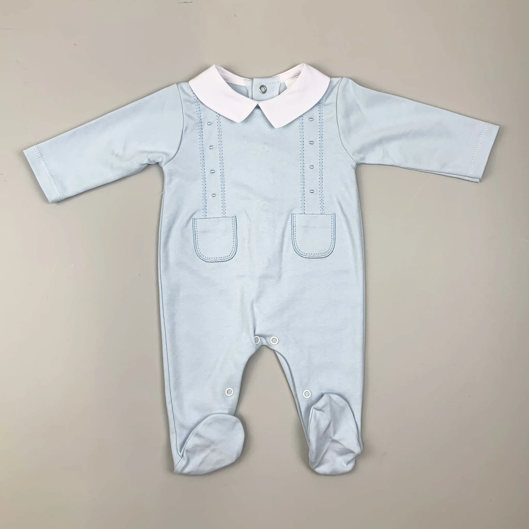 Baby Boys All in One / Sleepsuit with Front Pockets - Blue