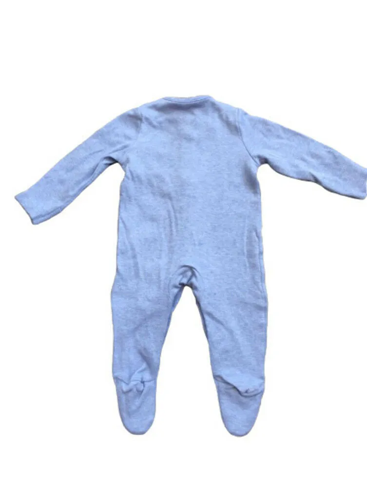 Baby Boys BabyGrow Blue Star Embroidery Striped Romper Cotton Sleepsuits 0-9mths