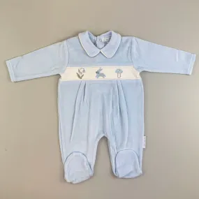 Baby Boys Blue Velour All In One -