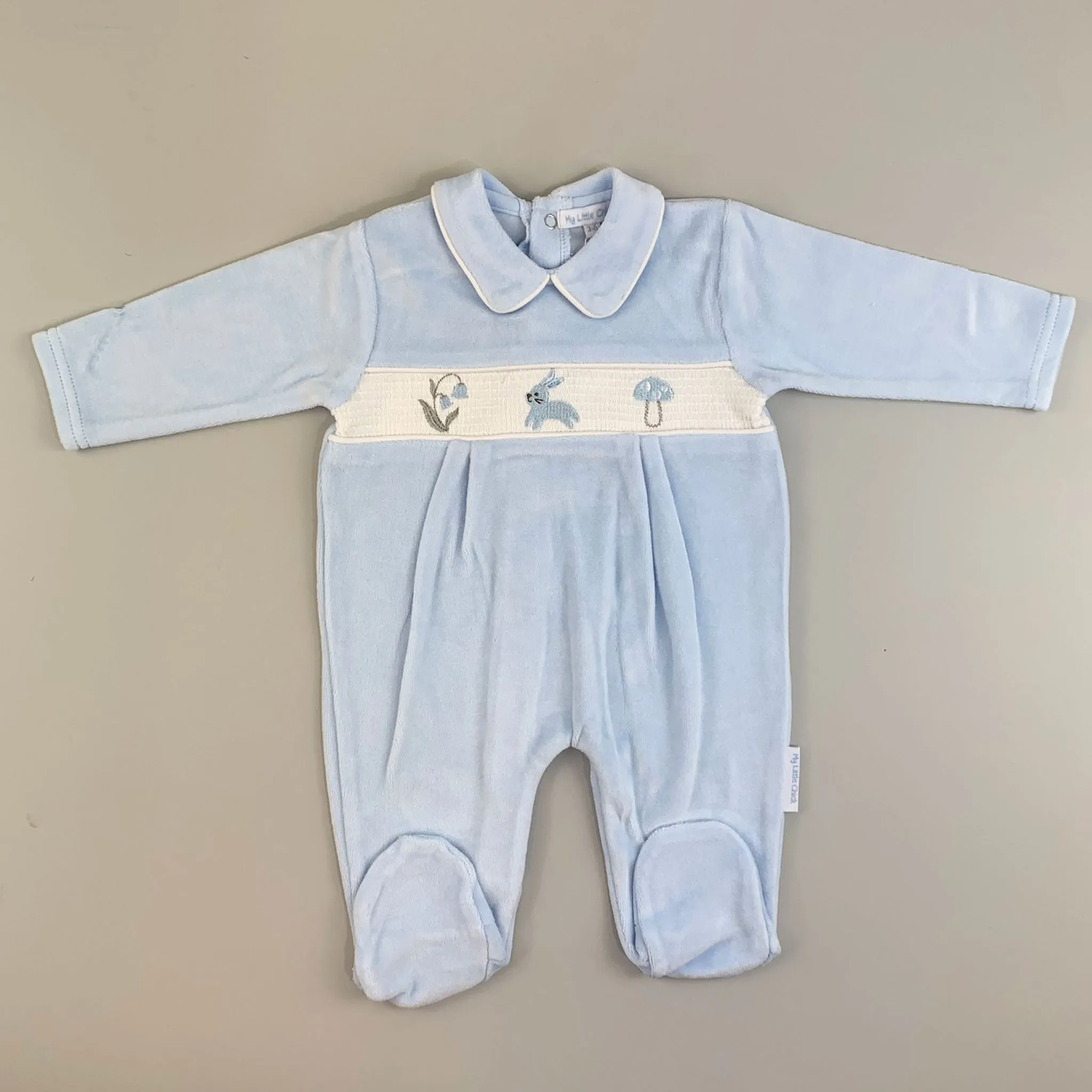 Baby Boys Blue Velour All In One -