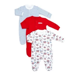 Baby Boys Print Sleepsuit - 3 Pack