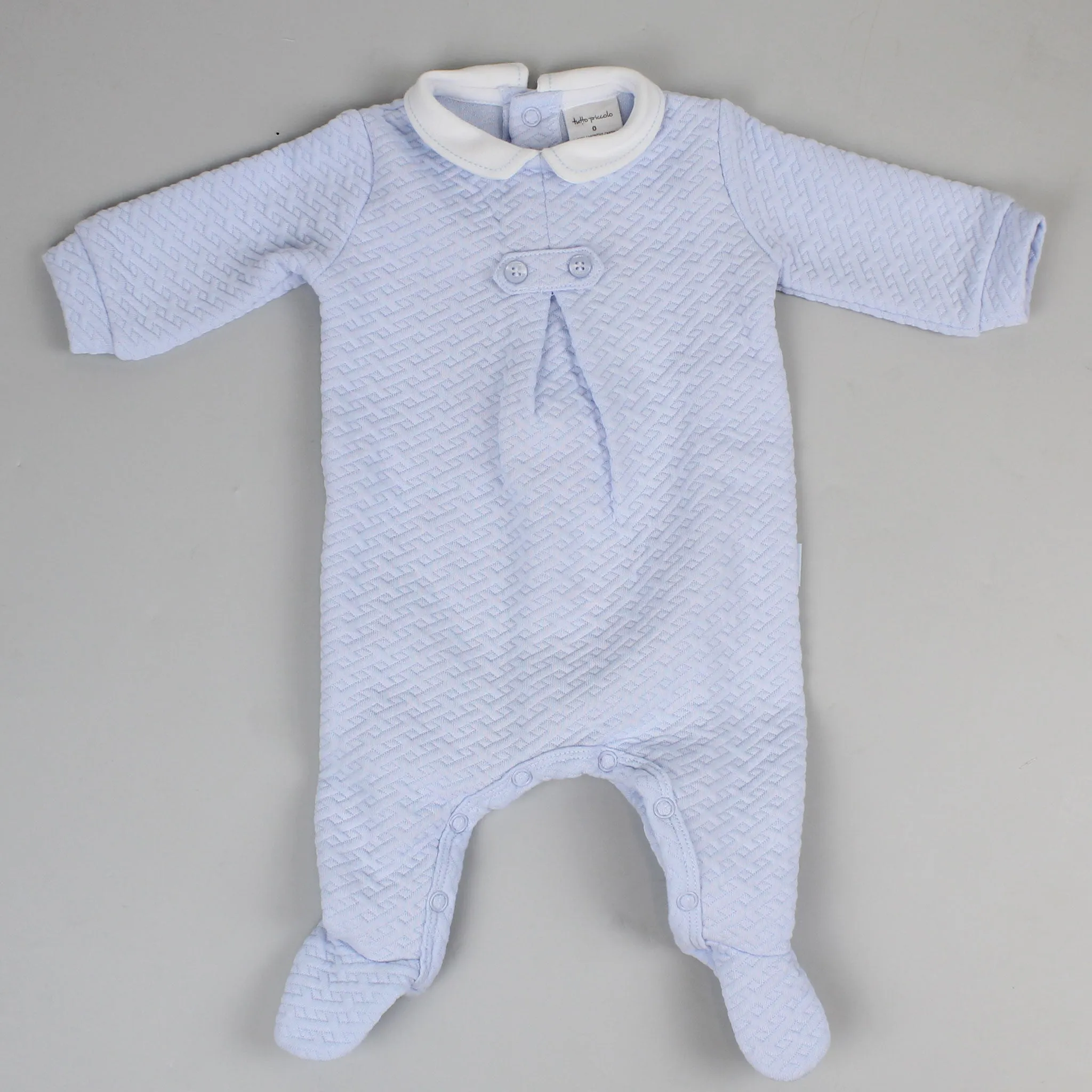 Baby Boys Quilted Sleepsuit - Blue - Tutto Piccolo
