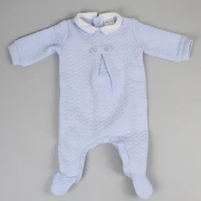 Baby Boys Quilted Sleepsuit - Blue - Tutto Piccolo