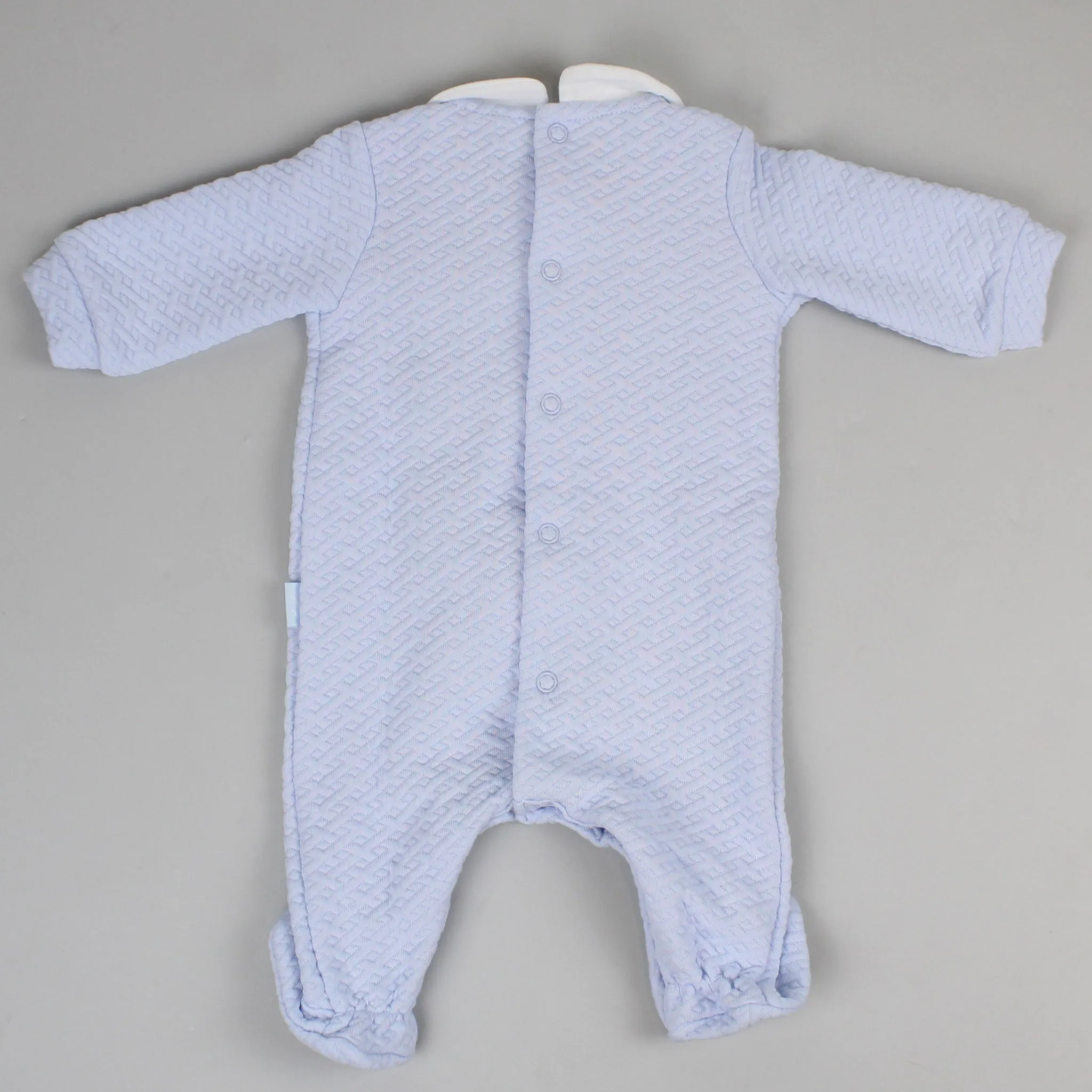Baby Boys Quilted Sleepsuit - Blue - Tutto Piccolo