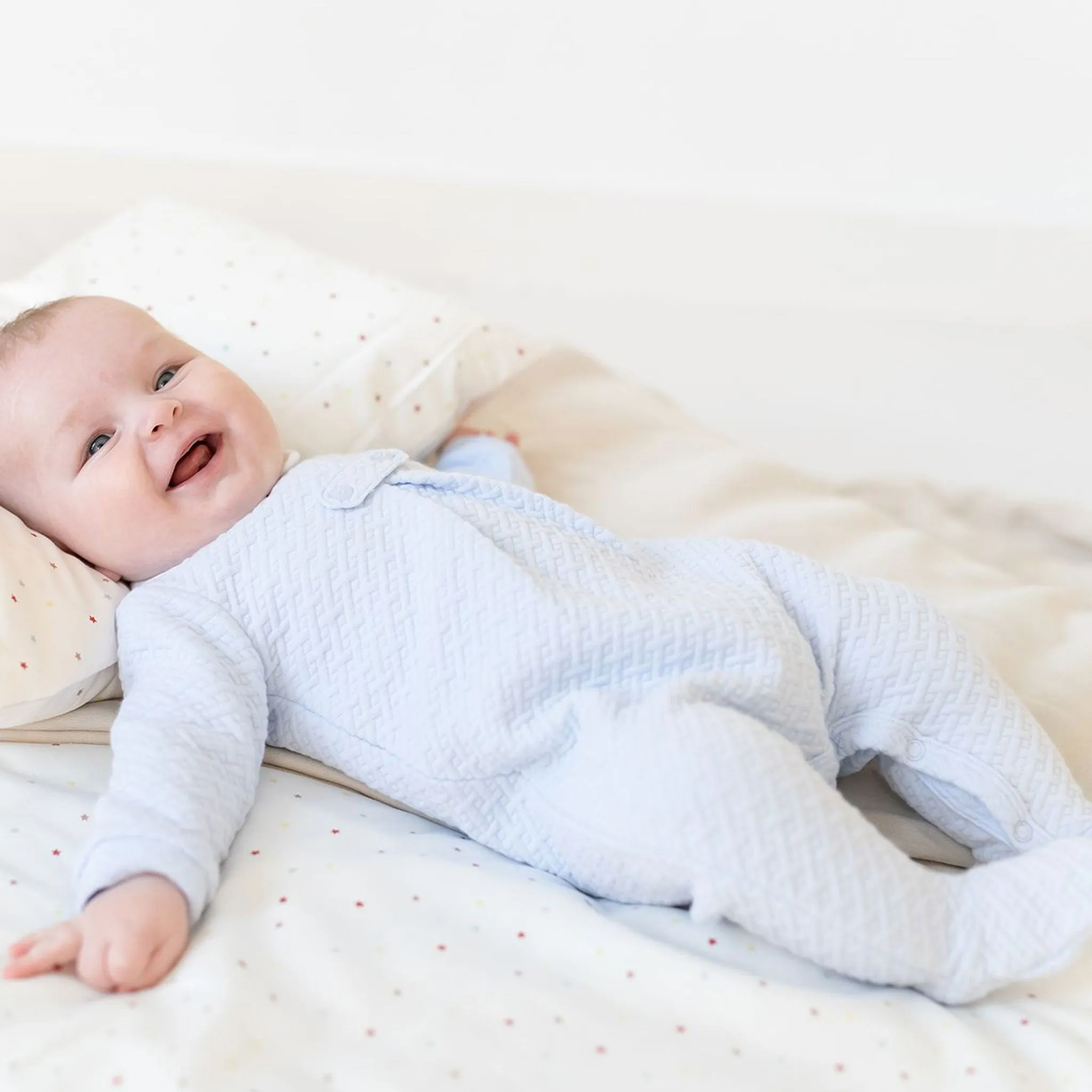 Baby Boys Quilted Sleepsuit - Blue - Tutto Piccolo