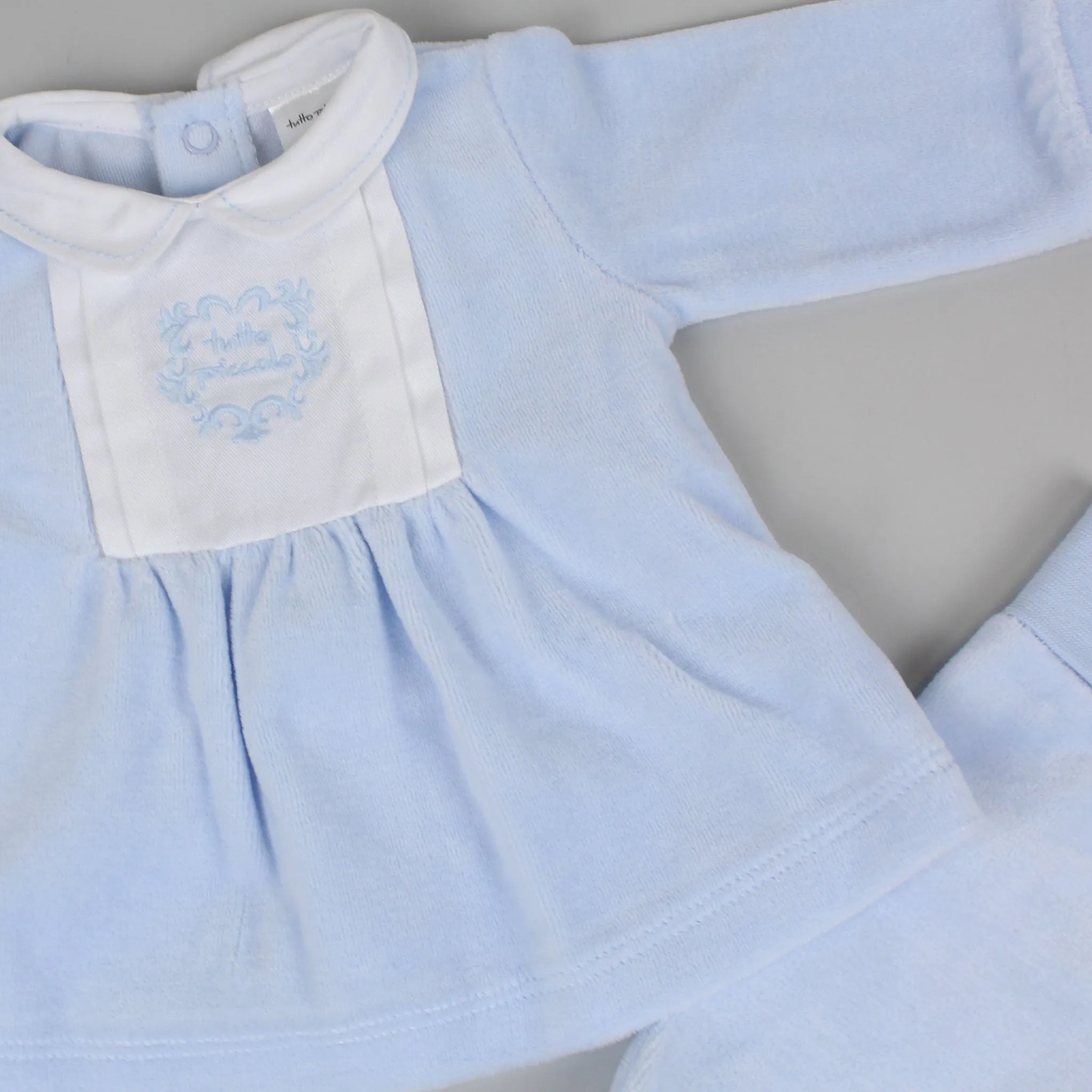 Baby Boys Velour Outfit - Blue - Tutto Piccolo