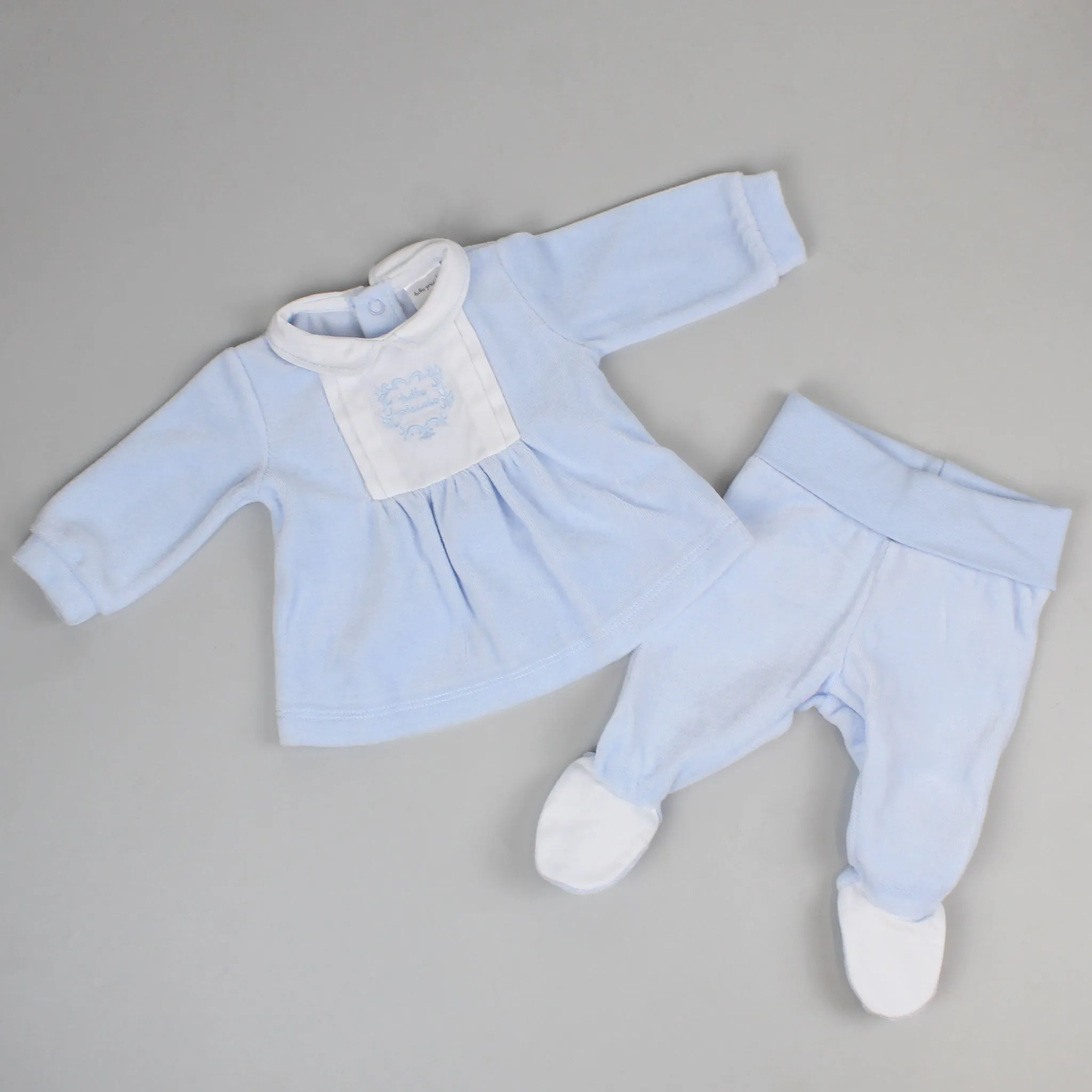 Baby Boys Velour Outfit - Blue - Tutto Piccolo