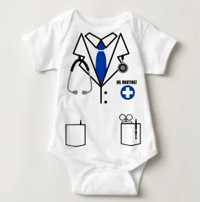 Baby Career Onesies - Doctor Scrub Suit Blue Necktie with FREE Name Print