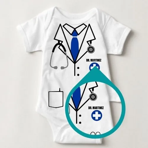 Baby Career Onesies - Doctor Scrub Suit Blue Necktie with FREE Name Print