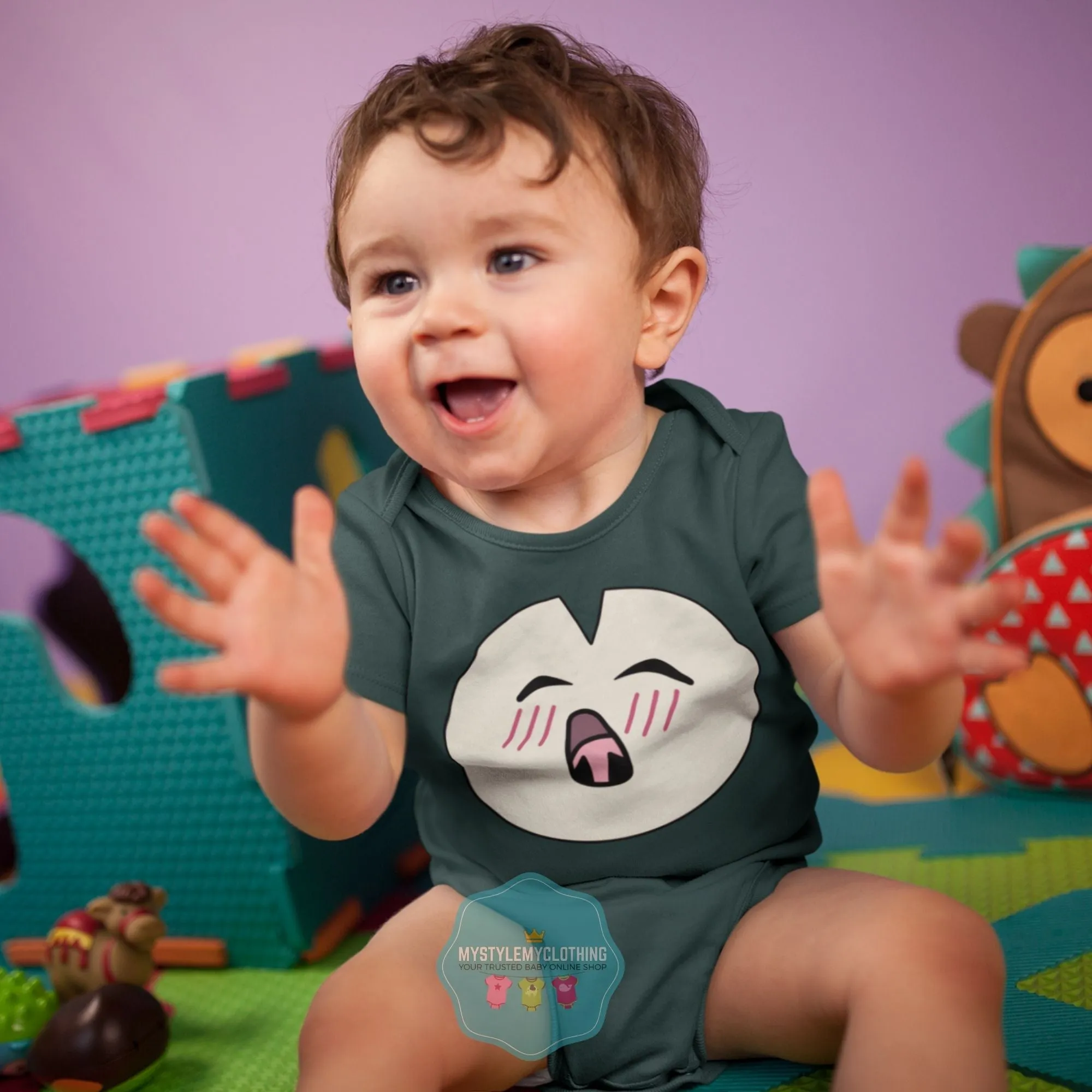Baby Character Onesies with FREE Name Back Print - Pokemon-Snorlax 2