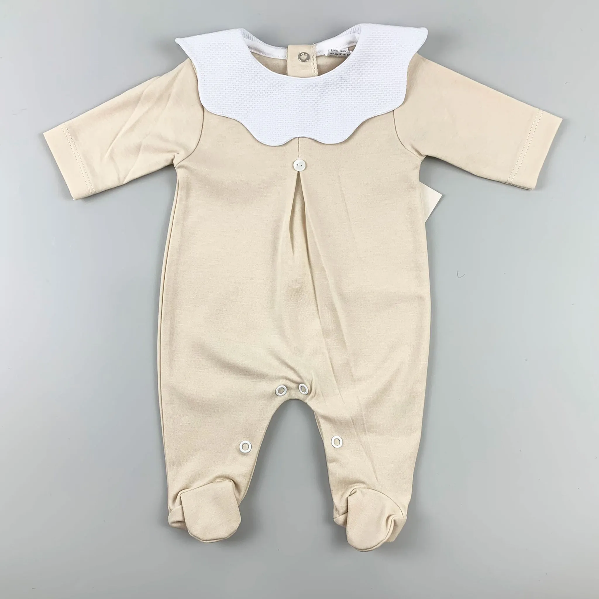 Baby Cotton Sleepsuit - Beige - Unisex