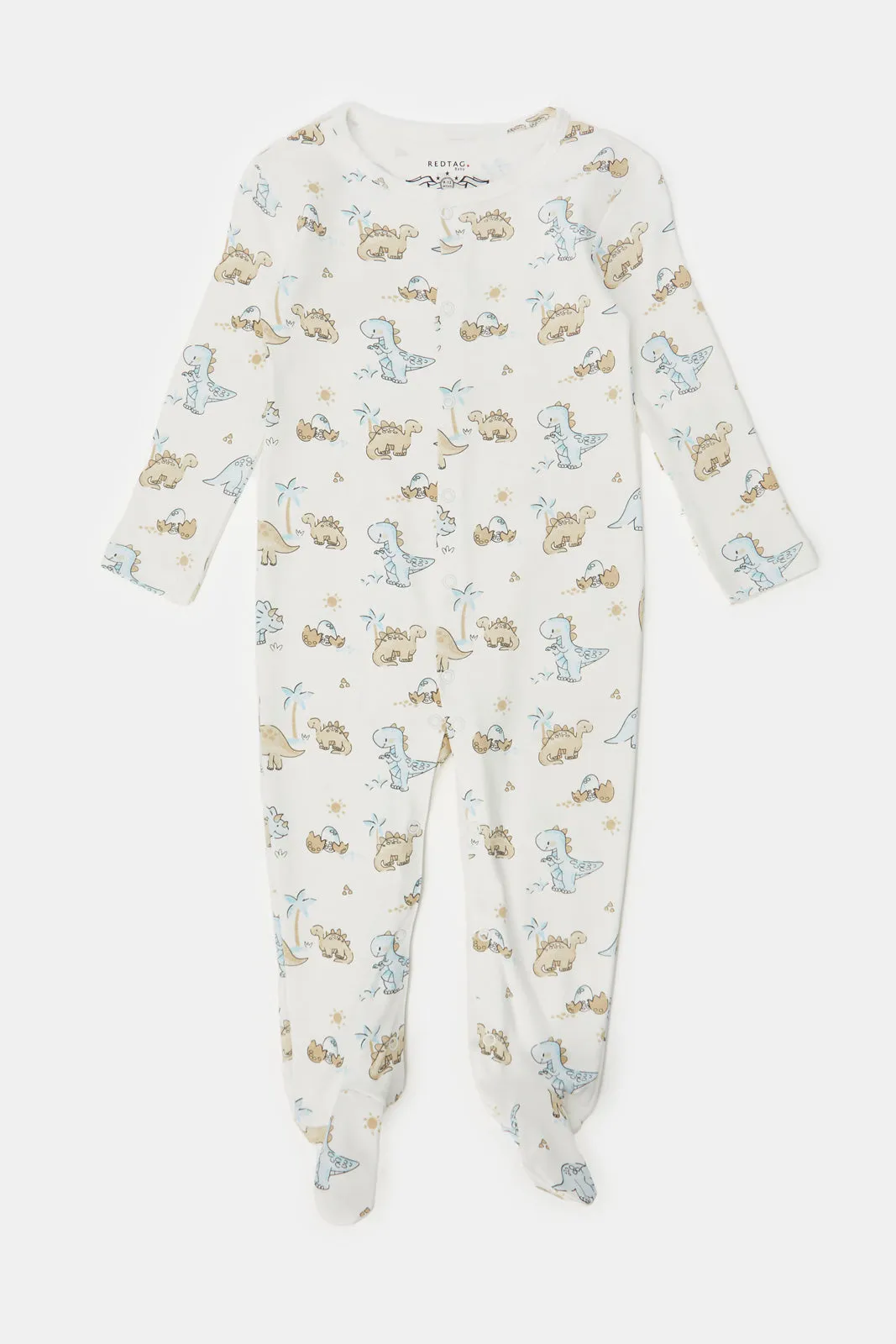 Baby Cream Printed Sleepsuit