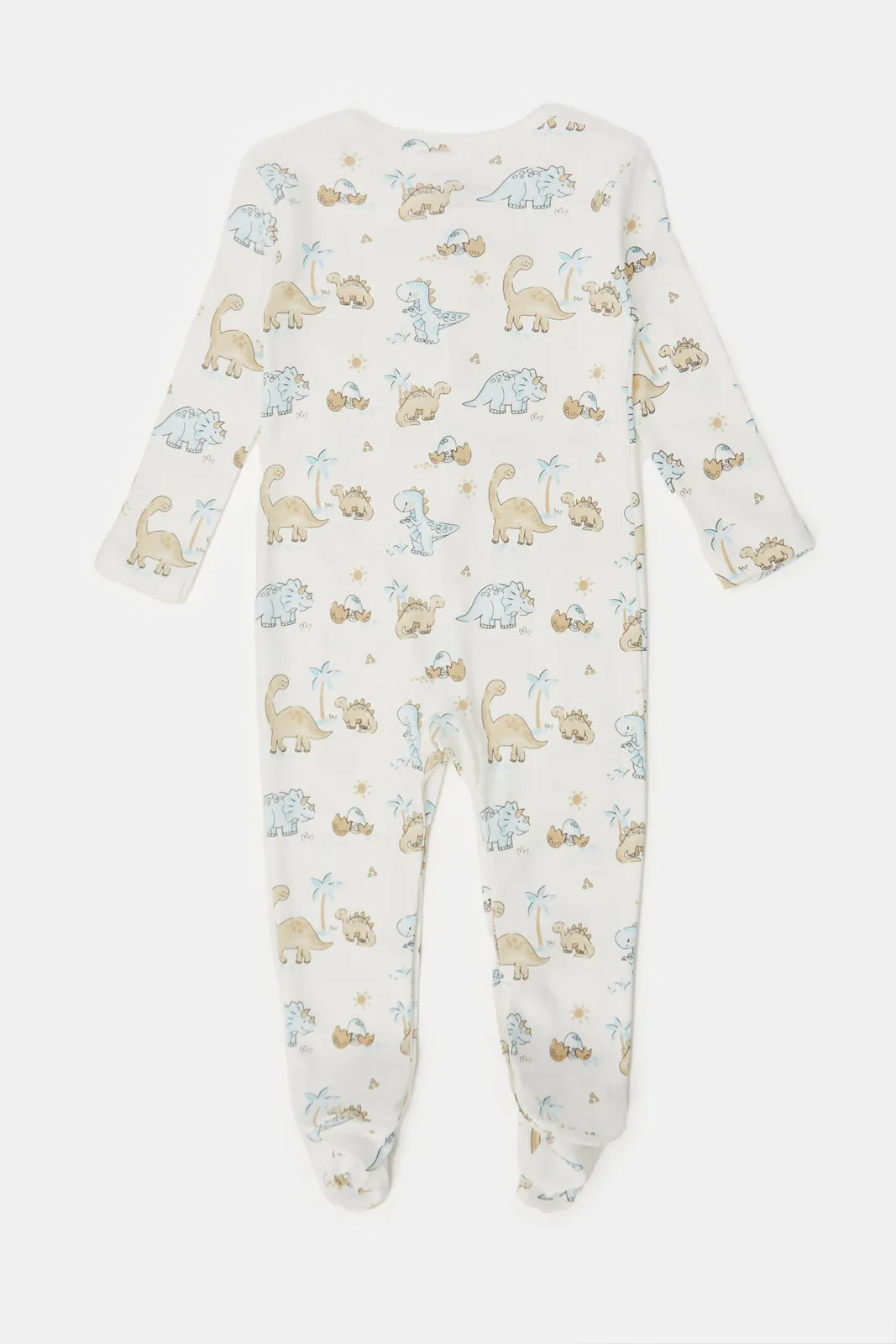 Baby Cream Printed Sleepsuit