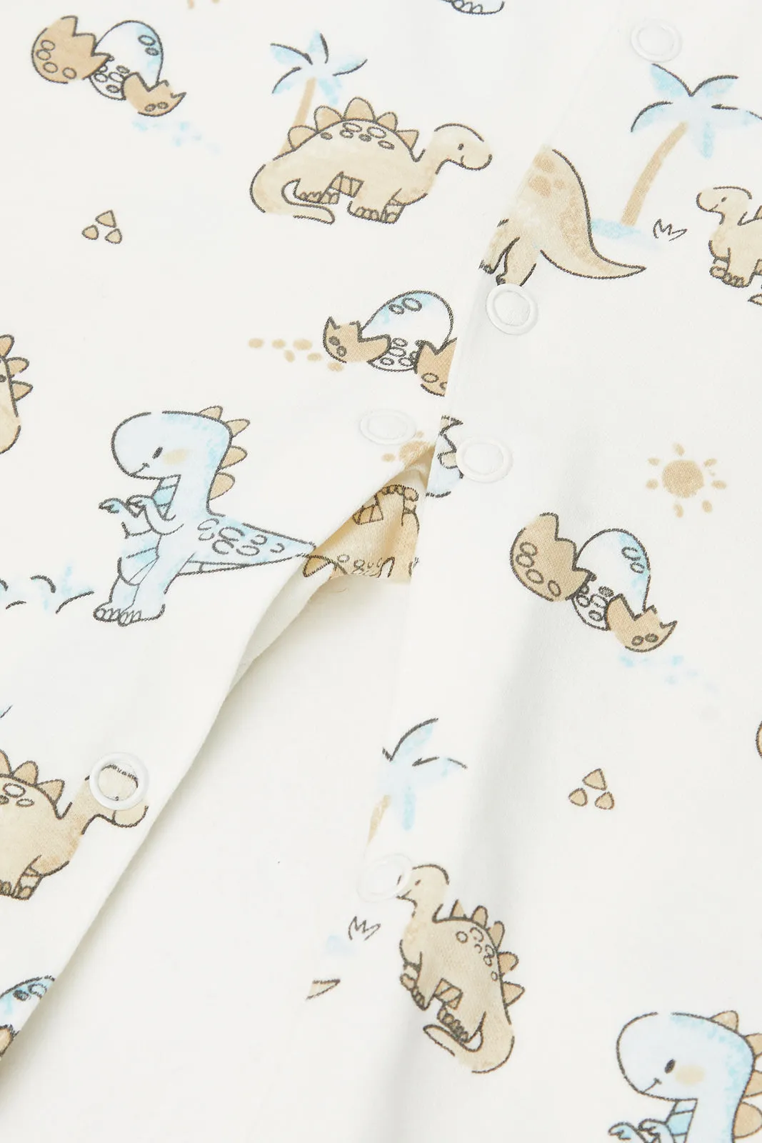 Baby Cream Printed Sleepsuit