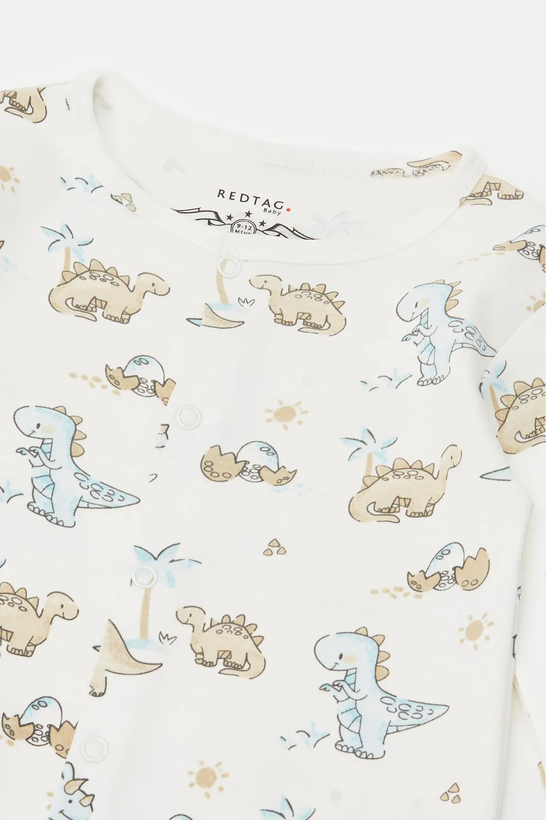 Baby Cream Printed Sleepsuit