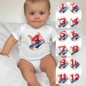 Baby Custom Monthly Onesies - Baseball